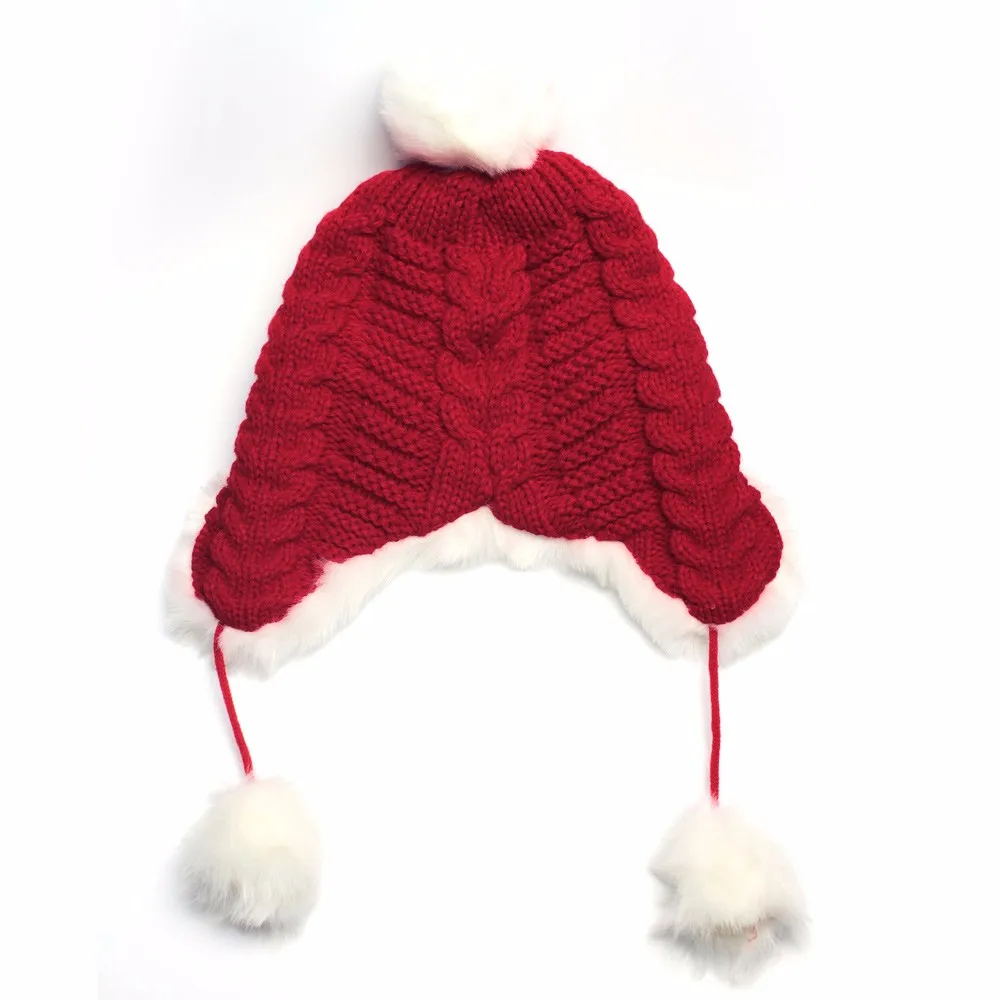 Woman Beanie Knitting Hat 2016 Happy Christmas Hats Bonnet Ladies Pompom Fur Snow Warm Skullies New Women\'s Winter Accessories (4)