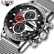 Relogio2019 LIGE Mens Watches Top Brand Luxury Casual Quartz Wristwatch Men Fashion Stainless Steel Waterproof Sport Chronograph