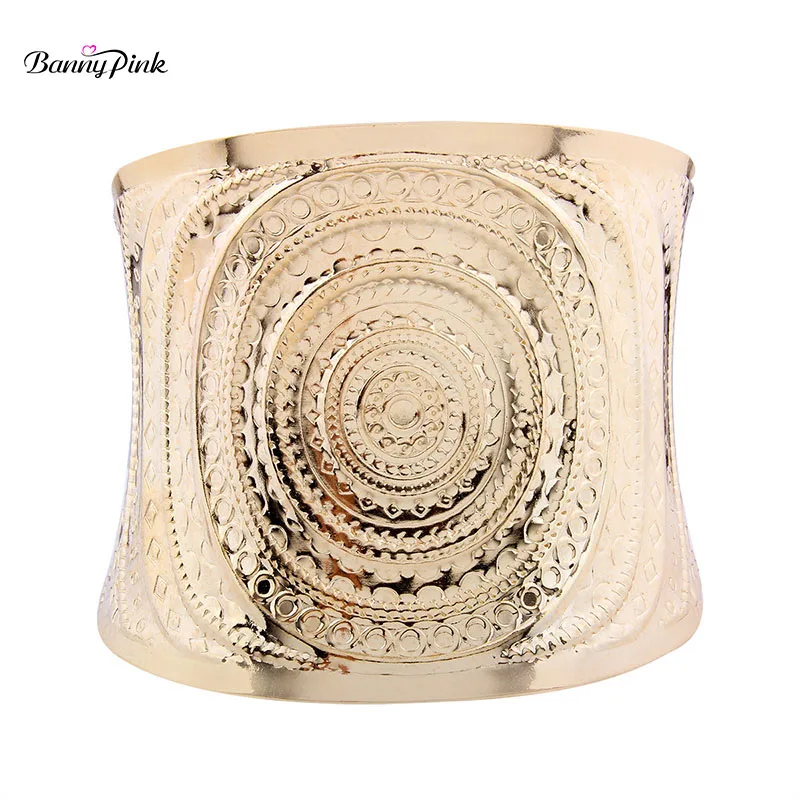 

Banny Pink Alloy Geo Channel Setting Bangle Bracelet For Women Exaggerated Metal Bangle Bracelet Fashion Jewelry Pulseras Bijoux