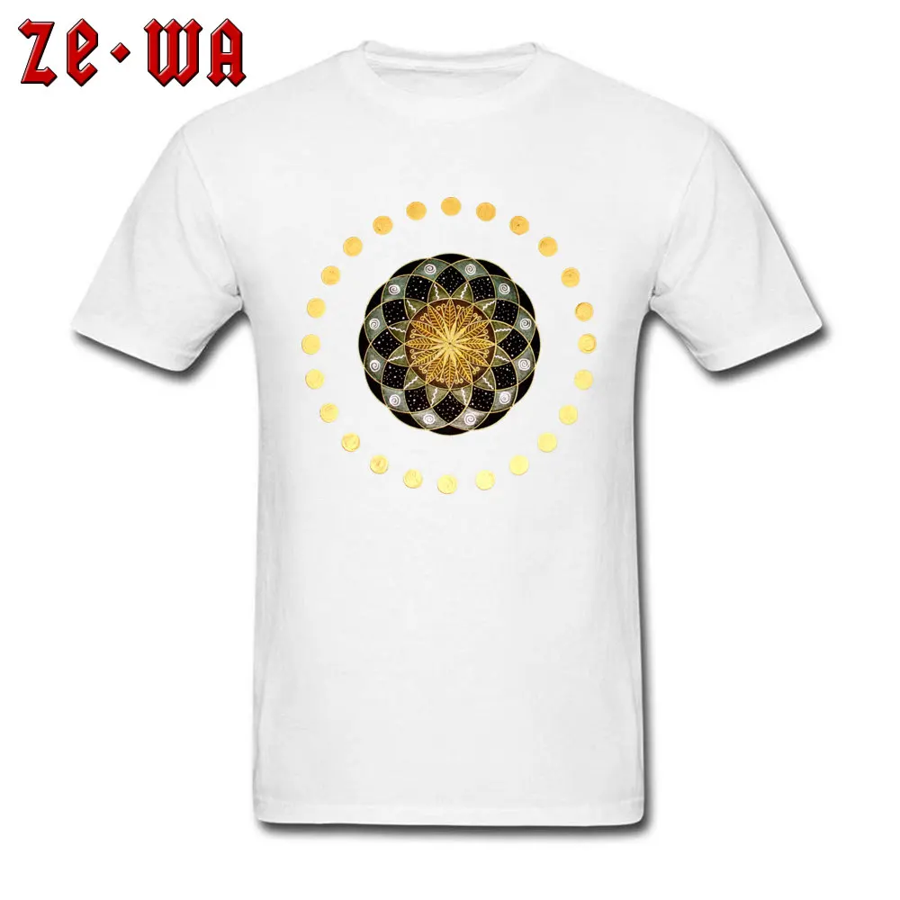 Planetary Mandala Summer T-shirts for Men 100% Cotton ostern Day Tops Shirt Printed Tops Shirt Short Sleeve Funky O Neck Planetary Mandala white