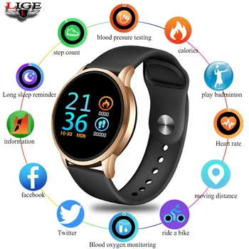 

LIGE Smart Bracelet Sport smart watch Women IP67 Waterproof Fitness Tracker Screen heart rate Monitor Pedometer Smart Wristband