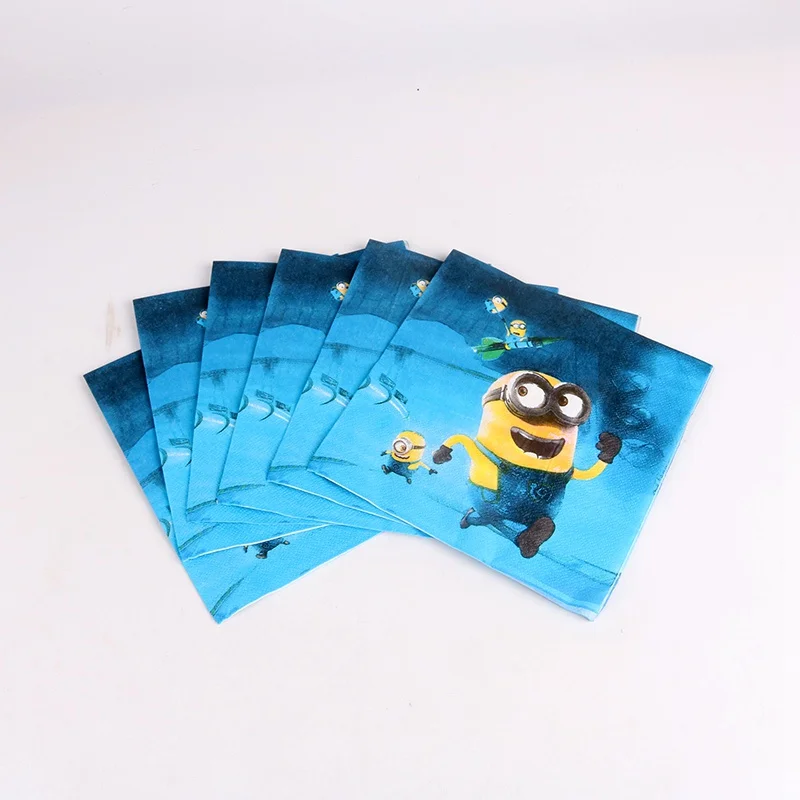 

20pcs Disposable Yellow Napkins Minions Theme Cartoon Party Tableware Banner Kid's Birthday Party Decorations Supplies