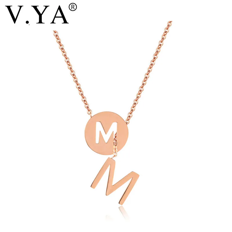 V.Ya Sweet Capital Initial Round M Letter Necklaces For