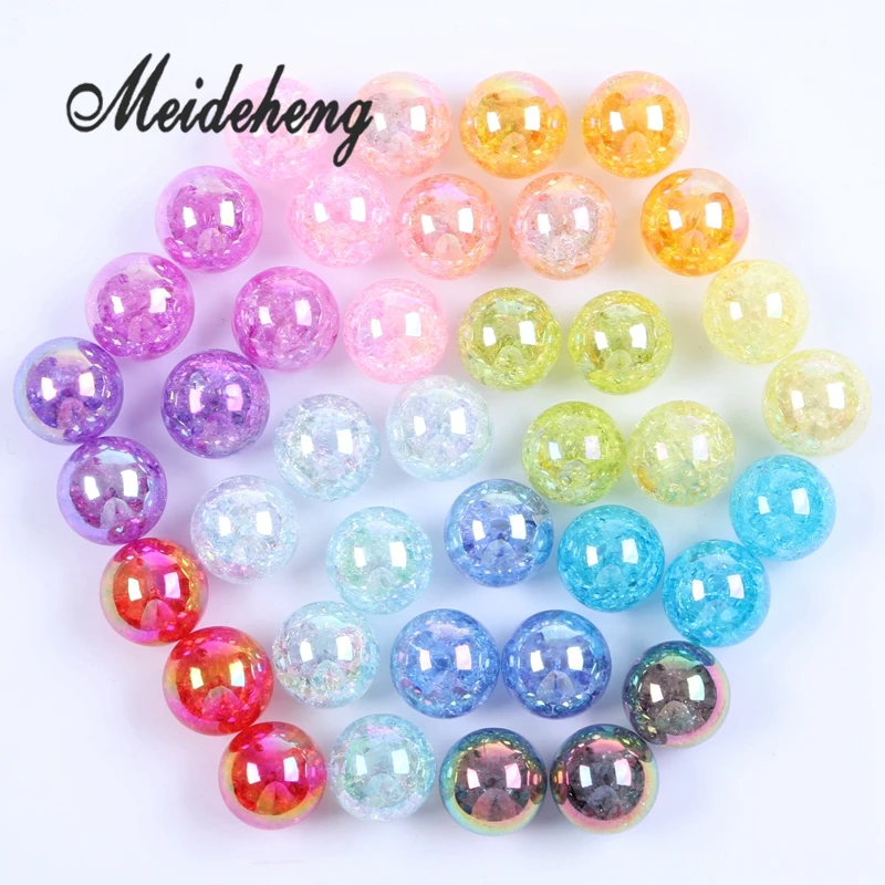 

Acrylic Big Hole AB Color Plating Color Rainbow Surface Crack Popping Beads DIY Jewelry Making Hair Band Headwear Accessories