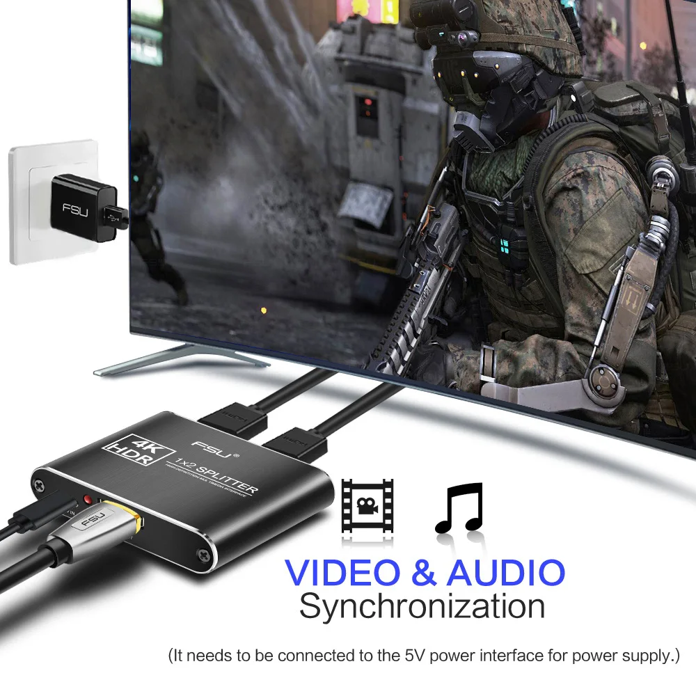 Pаспродажа FSU HDCP 4K HDMI split ter Full HD видео HDMI адаптер 1X2 split 1 in 2 Out усилитель двойной дисплей для HDTV DVD PS3 Xbox