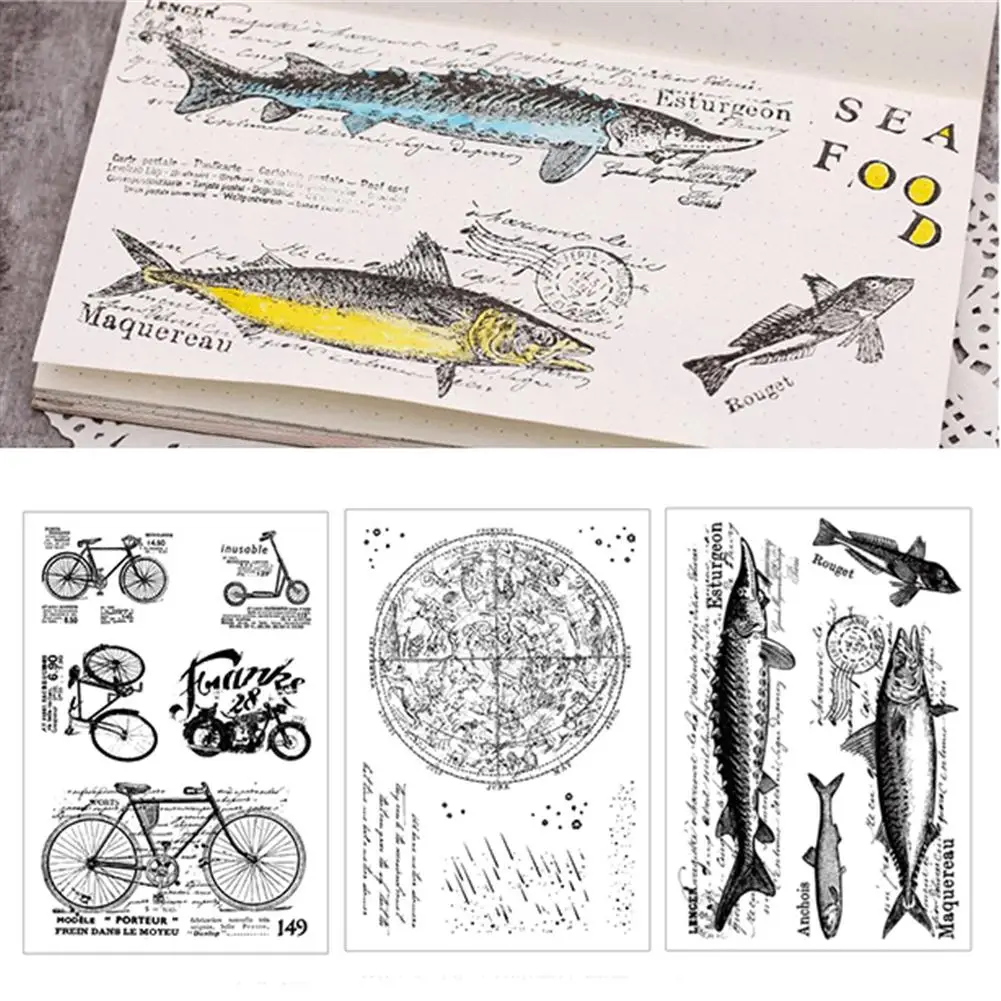 

Transparent Silicone Bicycle Seal Pattern DIY Decorative Hand Rubber Stamp Constellation Meteor Seal