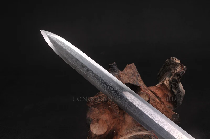 Chinese Short Sword Fuly handmade Damascus Folded Steel Full tang blade Han Dynasty Sword Home Decoration Collecation Sword