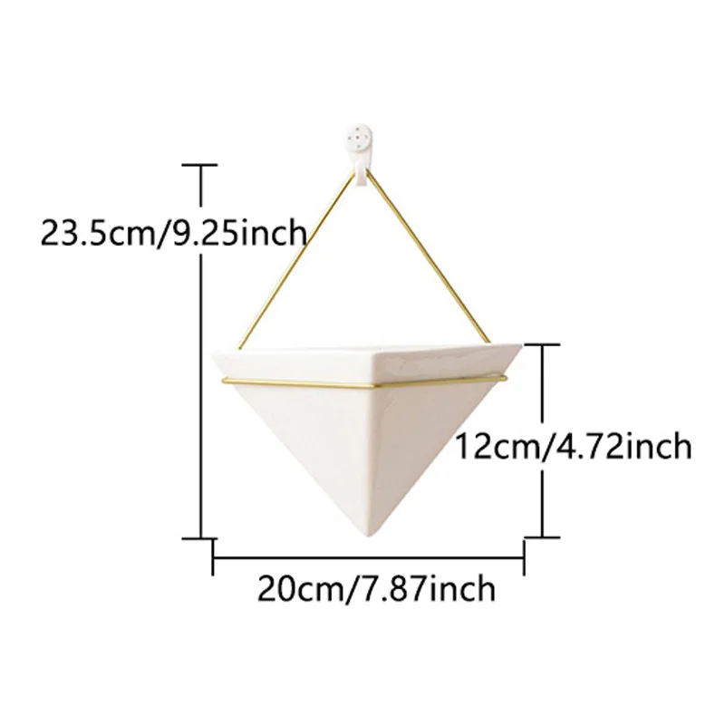 Шестигранная подвесная корзина, скандинавский геометрический белый керамический настенный цветочный горшок, гидропоника, семейное растение, украшение для дома в горшках - Цвет: B