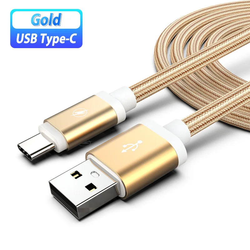 Кабель Usb type C 2 м 3 м для быстрой зарядки huawei P30 Pro P20 Lite Tipo C для samsung Galaxy S10 S10+ S9 S8 Xiaomi Mi 8 type c - Цвет: gold