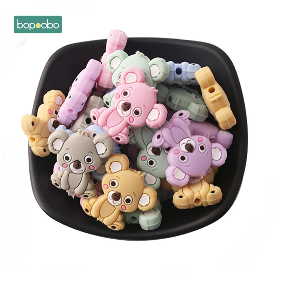 

Bopoobo 3pc Silicone Mini Koala Teether Silicone Teething Beads Silicone Pearls Nursing Gifts Silicone Rodents Baby Teether