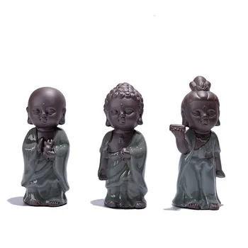 

small Buddha statue monk figurine tathagata India Yoga Mandala tea pet purple ceramic crafts decorative ceramic ornaments