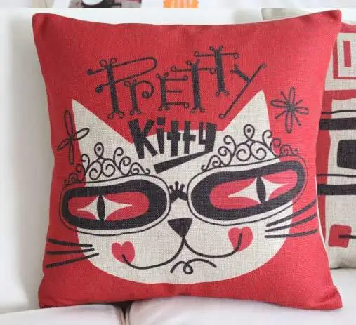 Новые подушки Красный Кот и очки Mr. Лежанка для котиков наволочка с мультяшным принтом для дома Декор для дивана подушки 45*45 см 2 шт./партия - Цвет: A