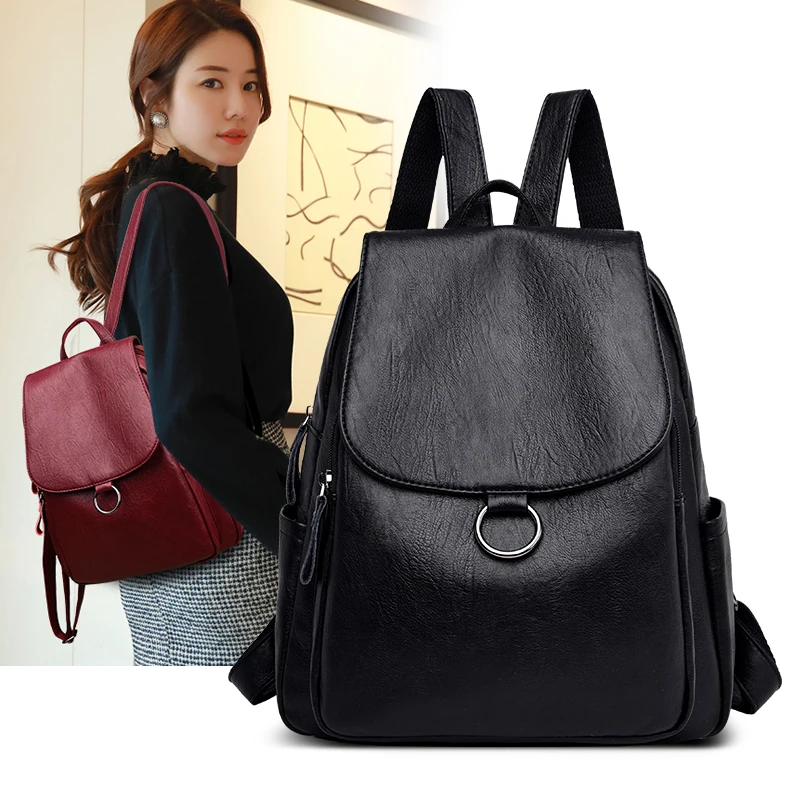 

backpack leather women shoulder bag fashion designer female backpack new collection girls teen backpack soft material ladys bag