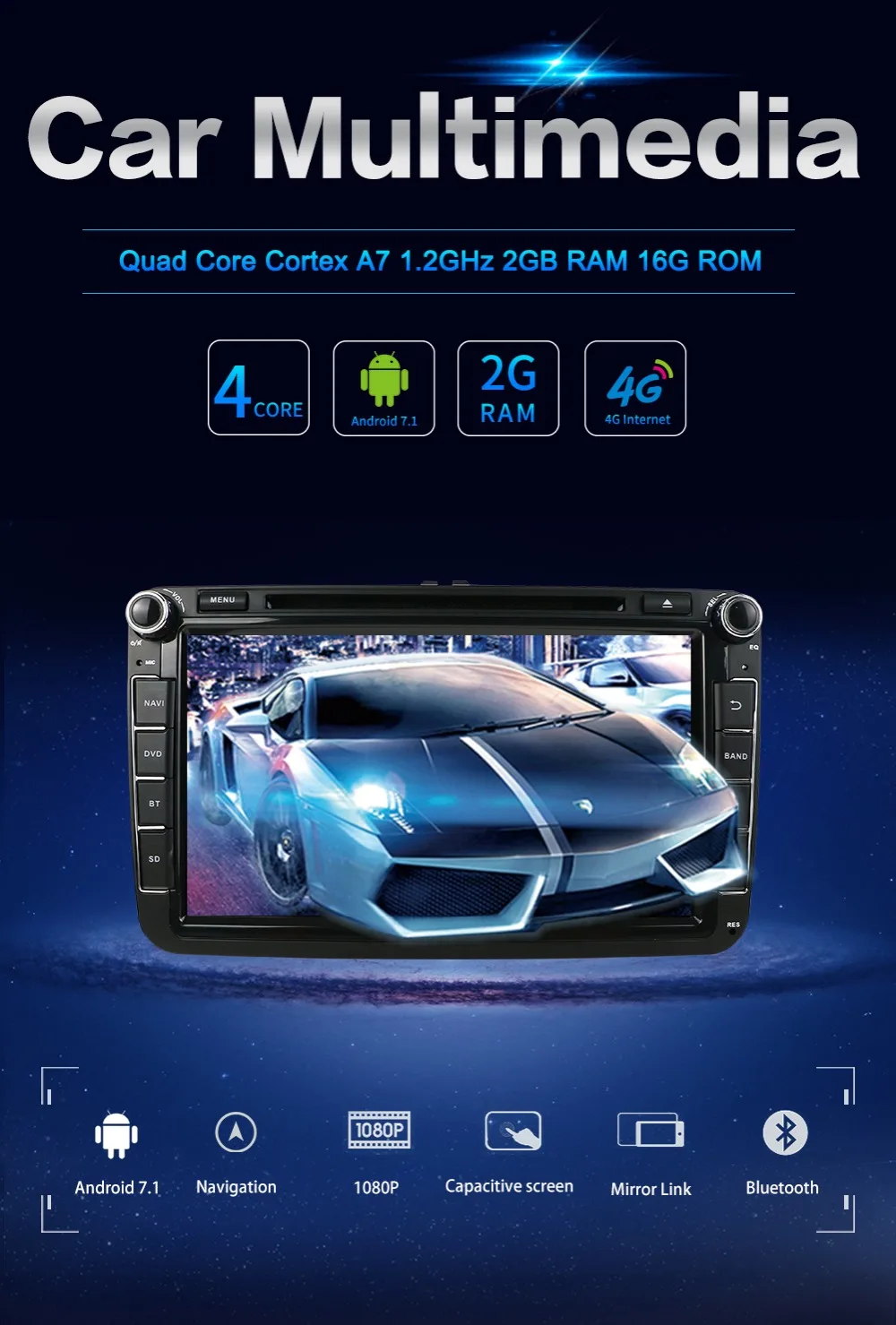 2Din 4 ядра Android 9 автомобильный DVD gps SWC wifi USB SD для Volkswagen GOLF 5 6 POLO TOURAN EOS PASSAT CC TIGUAN SHARAN SCIROCCO Caddy