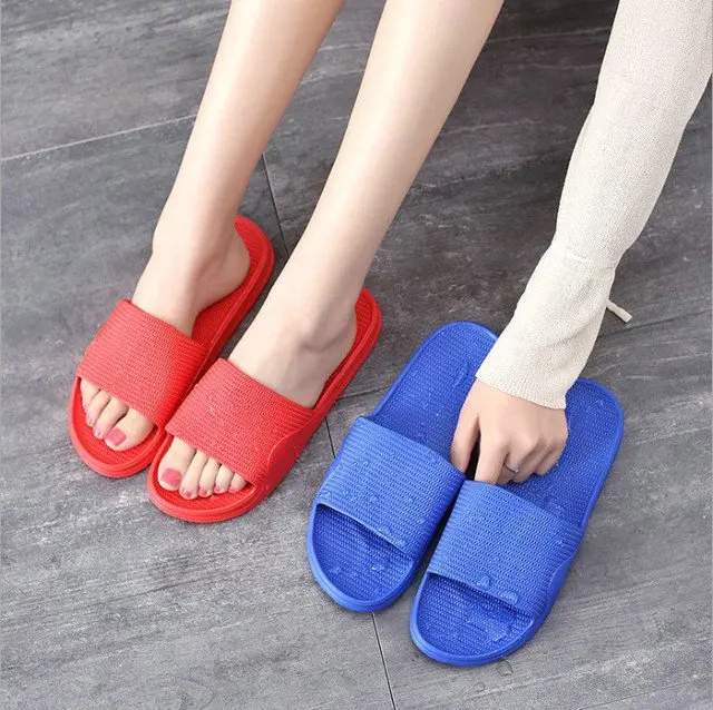 Summer New Pure Color Lovers Household Slippers Anti-slip Waterproof Slide Bathing Bathroom Men's And Women's Lovers Shower Slippers (12)