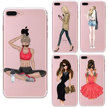 Coque de téléphone en TPU souple pour filles, étui Transparent en Silicone à la mode pour iphone SE 5 6 S 7 8 Plus X XR XS Max