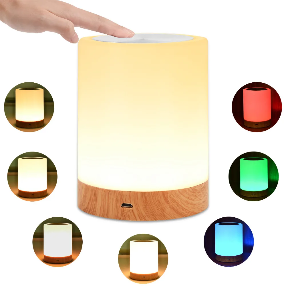 KMASHI LED Bedside Table Lamps Touch Lamp Night Light Rechargeable Warm White Light RGB Color Bedrooms