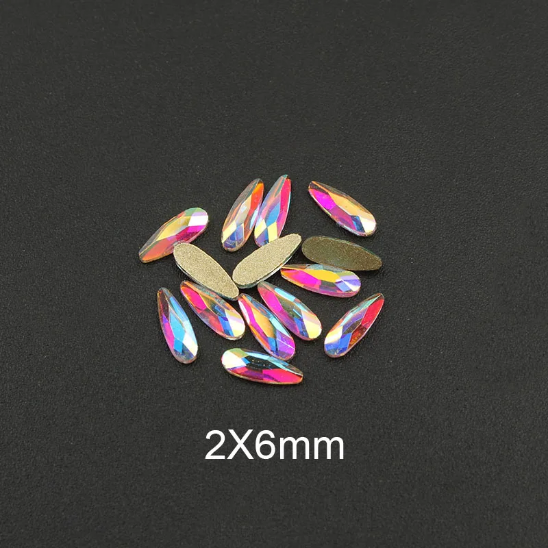 패션 크리스탈 AB 30 개/몫 3D 네일 아트 긴 물 드롭 멋진 모양의 다채로운 유리 돌 3D 네일 아트 장식