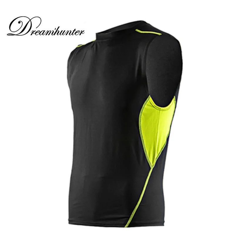 

Men's Tank Tops Quick Dry Gym Compression Tights Black Vest Fitness Sleeveless T-shirts Sport Running Vest Undershirt