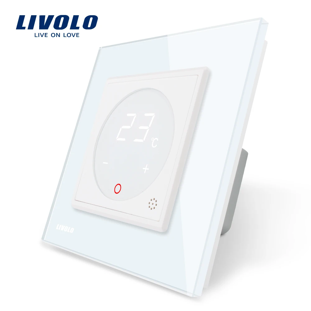 Livolo termostato estándar de la UE de Control de temperatura de calefacción dispositivo 4 colores de cristal de vidrio de Panel AC 110-250 V C701TM-11 - 1