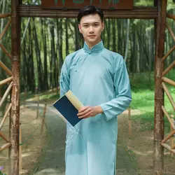 2019 летняя зеленая китайская мужская одежда с вышивкой кимоно платье Ночная рубашка пижамы халат hombre pijama