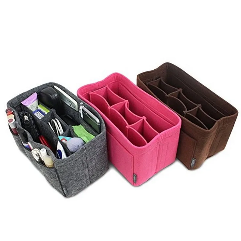 Cellecool organizer insert cosmetic organizer bag Multifunctional Makeup organizer bag for women Cosmetic Bag Felt Cloth bag