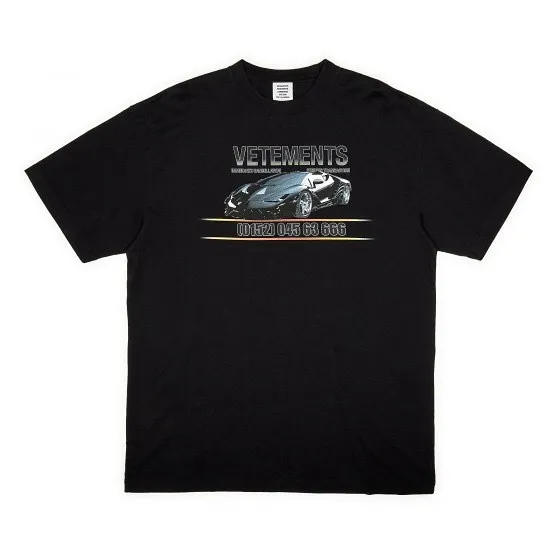 19SS Vetements, футболки, 1:1, настоящие метки, хлопок, Lamborghini, принт с автомобилем, футболки, уличная одежда, хип-хоп, туман, футболка Kanye West - Цвет: black1