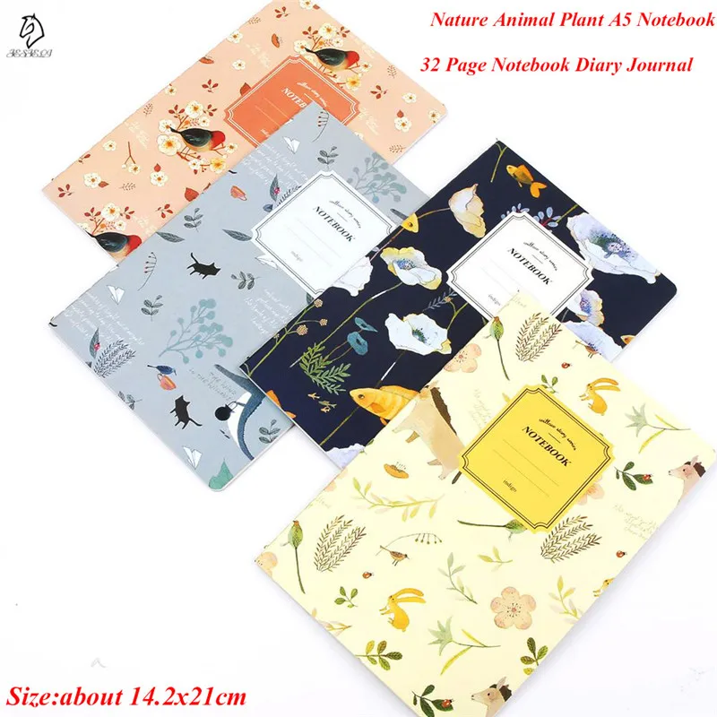 

Kawaii Nature Animal Plant Flowers A5 Notebook 32 Pages Vintage Drawing Notepad Diary Journal School Office Supply Free Shipping