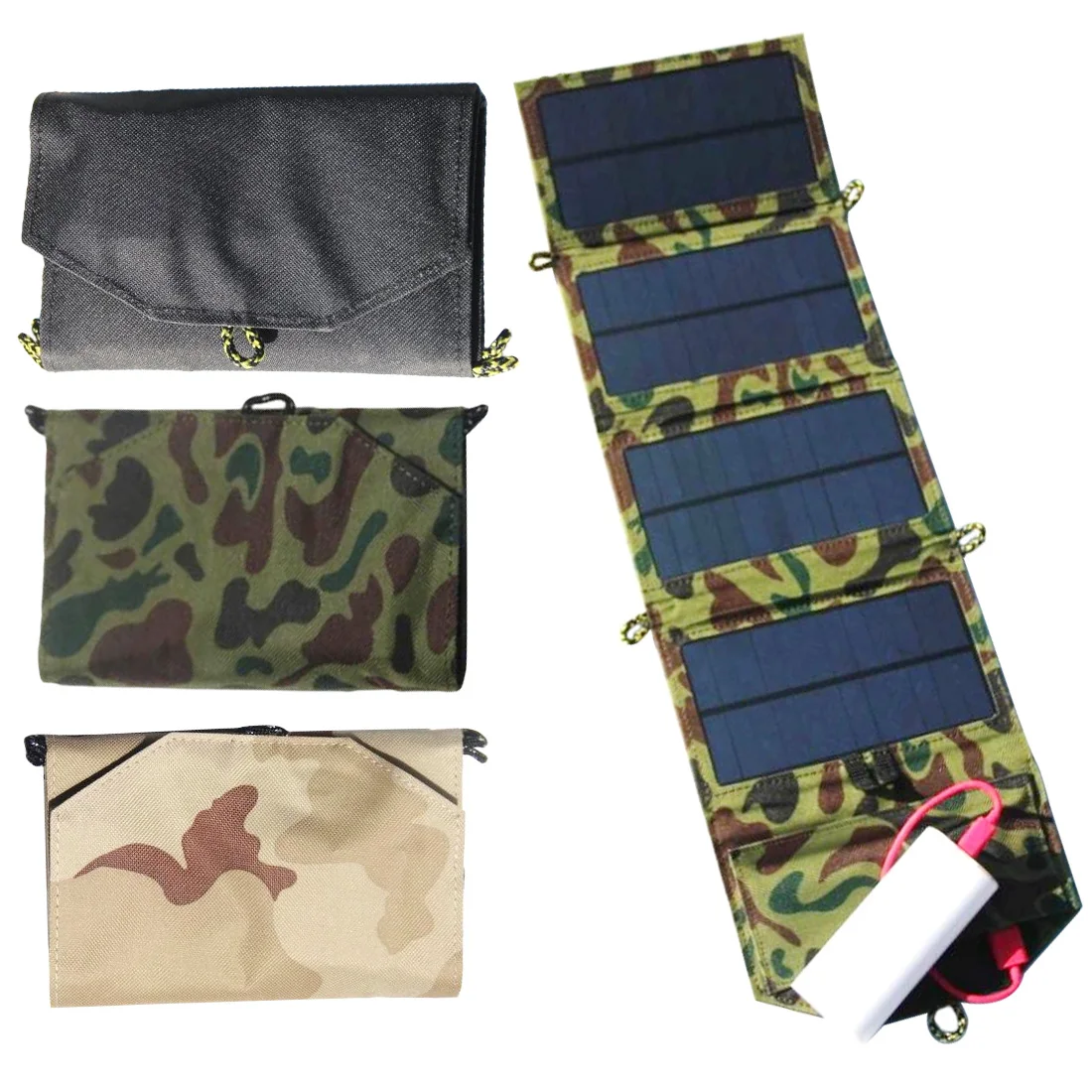 

High Quality Portable 7W 5V Solar Charger for Mobile Phone Folding Mono Solar Panel+Foldable Solar USB Battery Charger