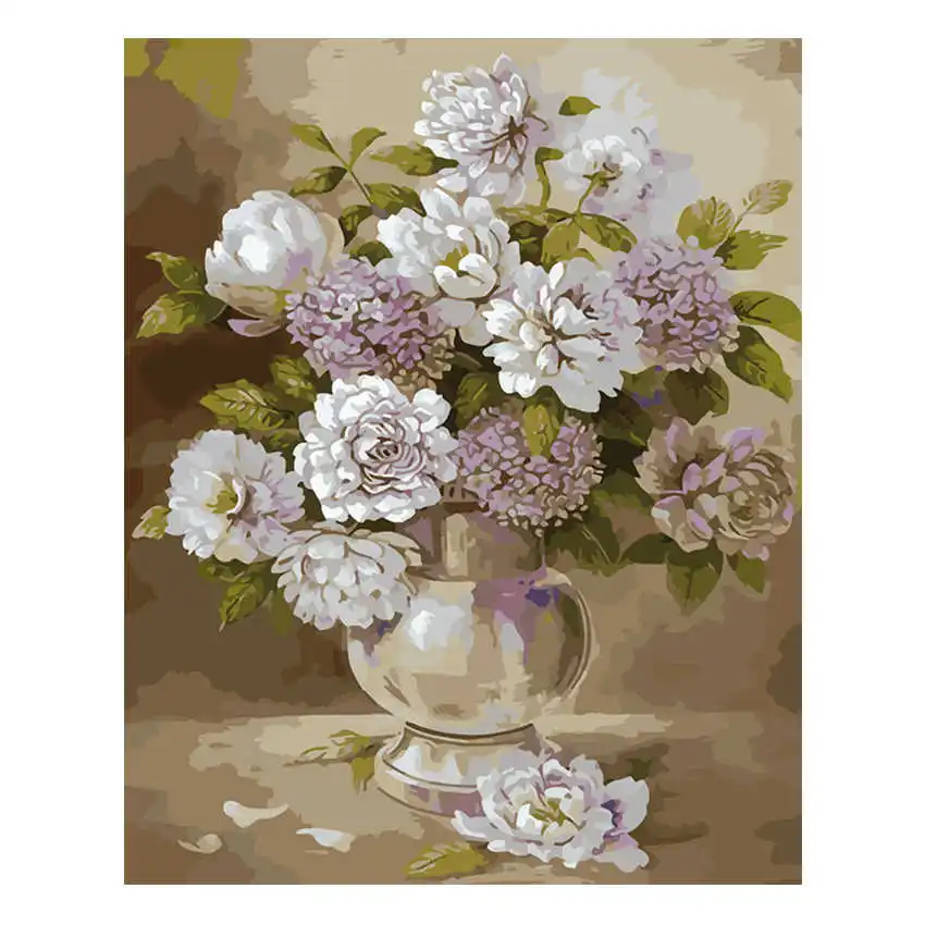 

RIHE Framed Flower Wall Picture DIY Oil Painting By Numbers Acrylic Oil Canvas Painting Home Decor For Living Room 16x20inch