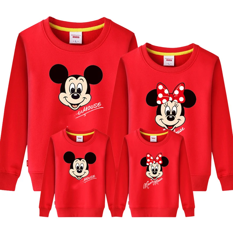 

Family Matching Clothes Long Sleeve Sweatshirt Cartoon Mickey Minnie Printed Family Look Mommy and Me Tops Dad Toddler Son Shirt