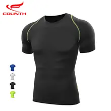 Мужские быстросохнущие футболки, компрессионный базовый слой, плотный Топ, рубашка с коротким рукавом, спортивная одежда, спортивная футболка