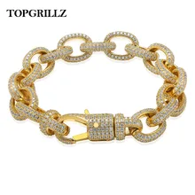 Новое поступление 15 мм ширина витая Цепочка мужской браслет Iced Out AAA+ Bling кубический цирконий хип-хоп/панк золотые подвески серебряного цвета