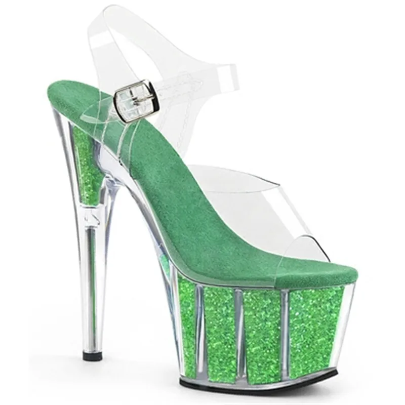

Crystal platform 15cm high heel sandals, stage show 6in high heel pole dancing performance shoes