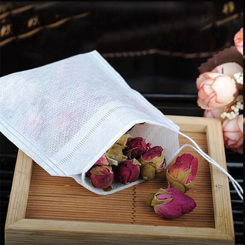 100pcs Disposable Empty Tea Bags Draw String Heat Seal Filter Paper