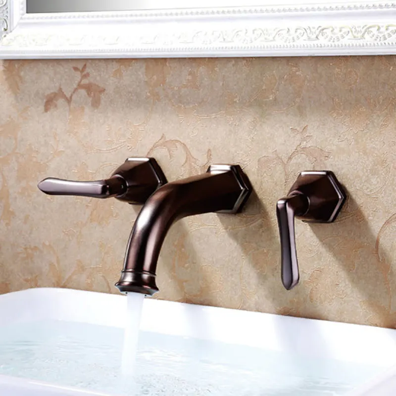 

Contemporary all copperwall mounted faucet with embedded faucet for washing basin cold and hot water