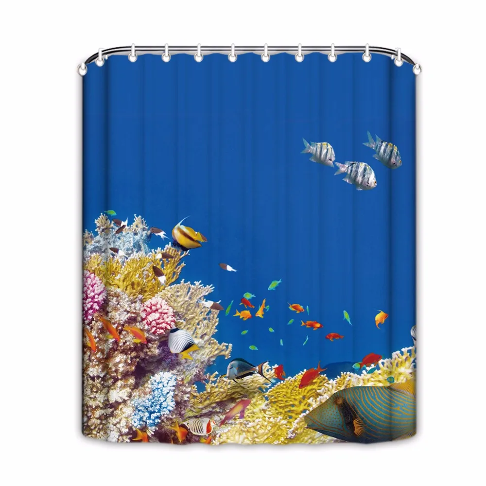 Underwater World Shower Curtains Coral Fish Bathroom Shower Curtain