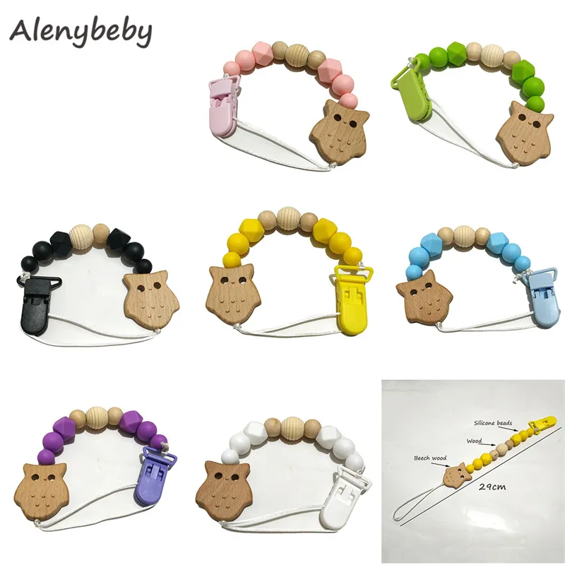 

Pacifier Chain Silicone Hexagon Beads Nipple Chain Baby Nursing Chew Wooden Dummy Holder Teething Animal Baby Teether Toy