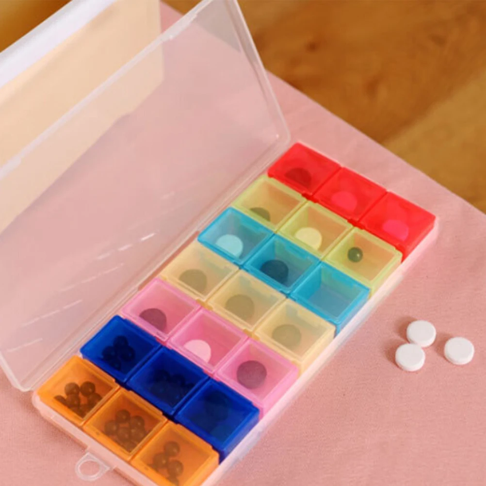 

7 Day Pill Medicine Tablet pillbox Dispenser Organizer Case with 21 compartments pill box container for medicines multicolor