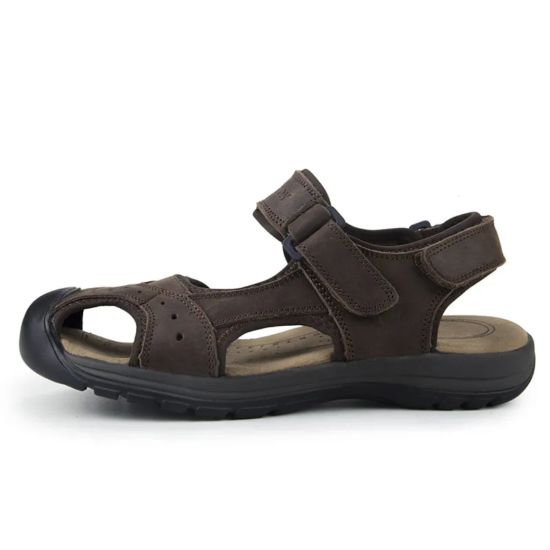 Летние сандалии для мужчин обувь брендовые дышащие кожаные сандалии высокого качества удобные простые мужские пляжные и уличные сандалии кроссовки