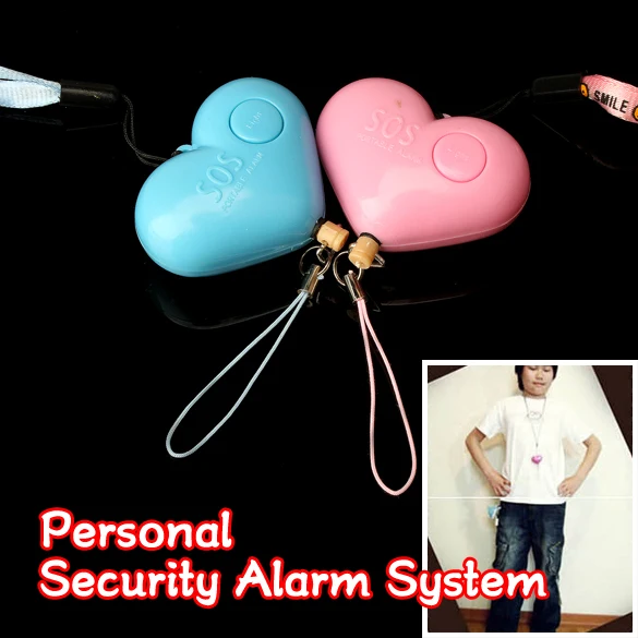 Hot sale Cute Heart Shaped Personal Travel Protection Outdoor Security Guard Alarm Bell Avoid Attack Random Color LCC77