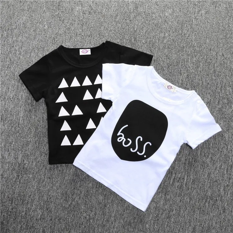 Футболка хлопковые футболки с короткими рукавами для мальчиков и девочек, черно-белые футболки топы для малышей, футболки для мальчиков детская одежда, розничная, BC134