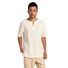 Летний мужчина V-вырез горловины короткий рукав удобные Винтаж кунг-фу Рубашка тайцзи Топ Китайский Тан костюм Рубашки для боевых искусств