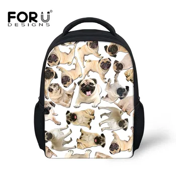 

FORUDESIGNS New 2019 Lovely Girl School Bags Pug Printed Cute Kids Baby Bags Animal For Children Boys Preschool Bag Dropshipping