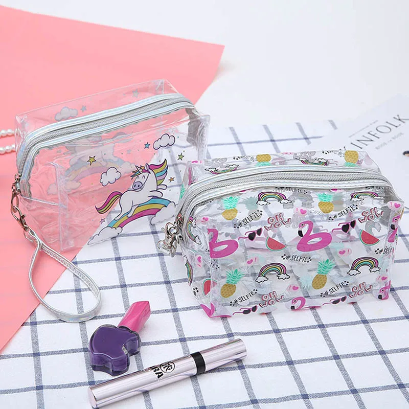 

Transparent Unicorn Alpaca Pencil Case Big zipper Capacity School Cosmetic Bag Storage Pouch Pen Box School Supplies gift
