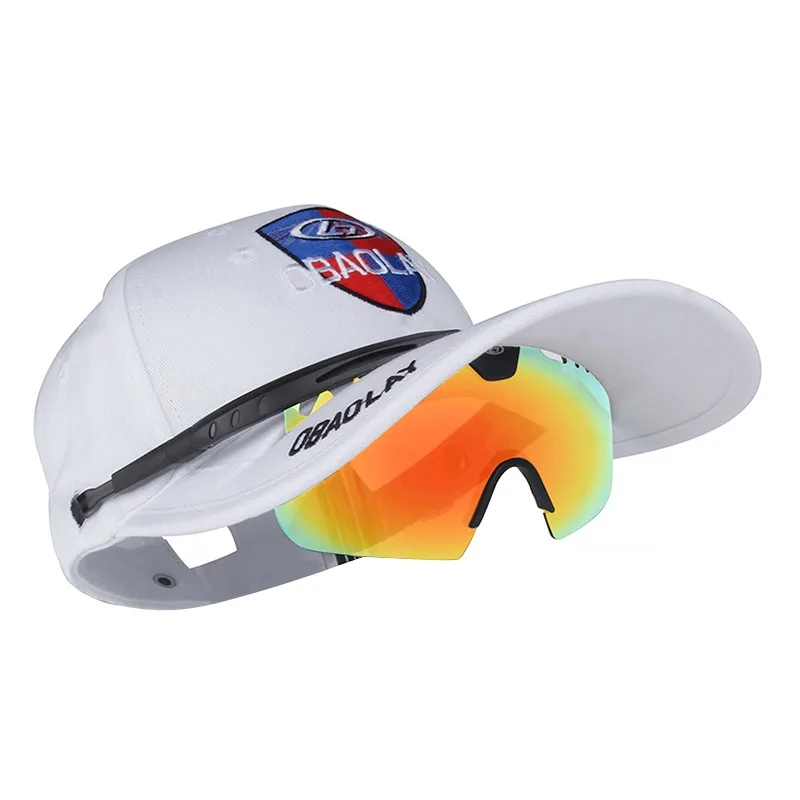 

Outdoor Sports Men Women Sports UV400 Sunglasses + Sports Cap Red Cap Polarized Cycling Shading Hat +glasses 11 Colors