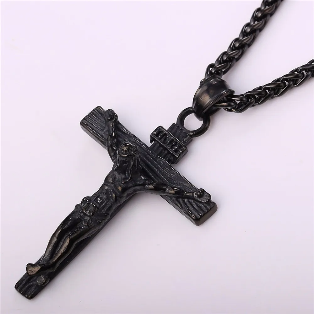 Wholesale Cross Necklace INRI Crucifix Jesus Piece Pendant Gold Color