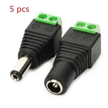 5pcs Female +5 pcs Male DC connector 2.1*5.5mm Power Jack Adapter Plug Cable Connector for 3528/5050/5730 led strip light 1