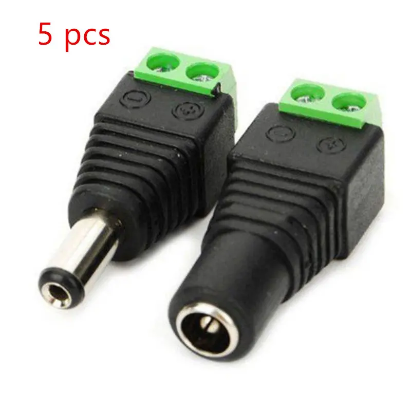 5pcs Female +5 pcs Male DC connector 2.1*5.5mm Power Jack Adapter Plug Cable Connector for 3528-5050