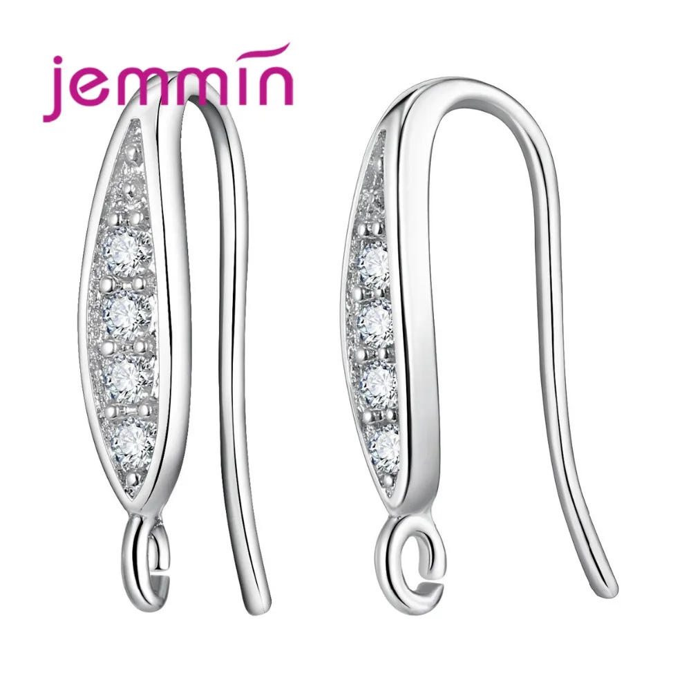 2PCS 925 Sterling Silver Earrings Hook with Micro CZ Paved DIY Jewelry